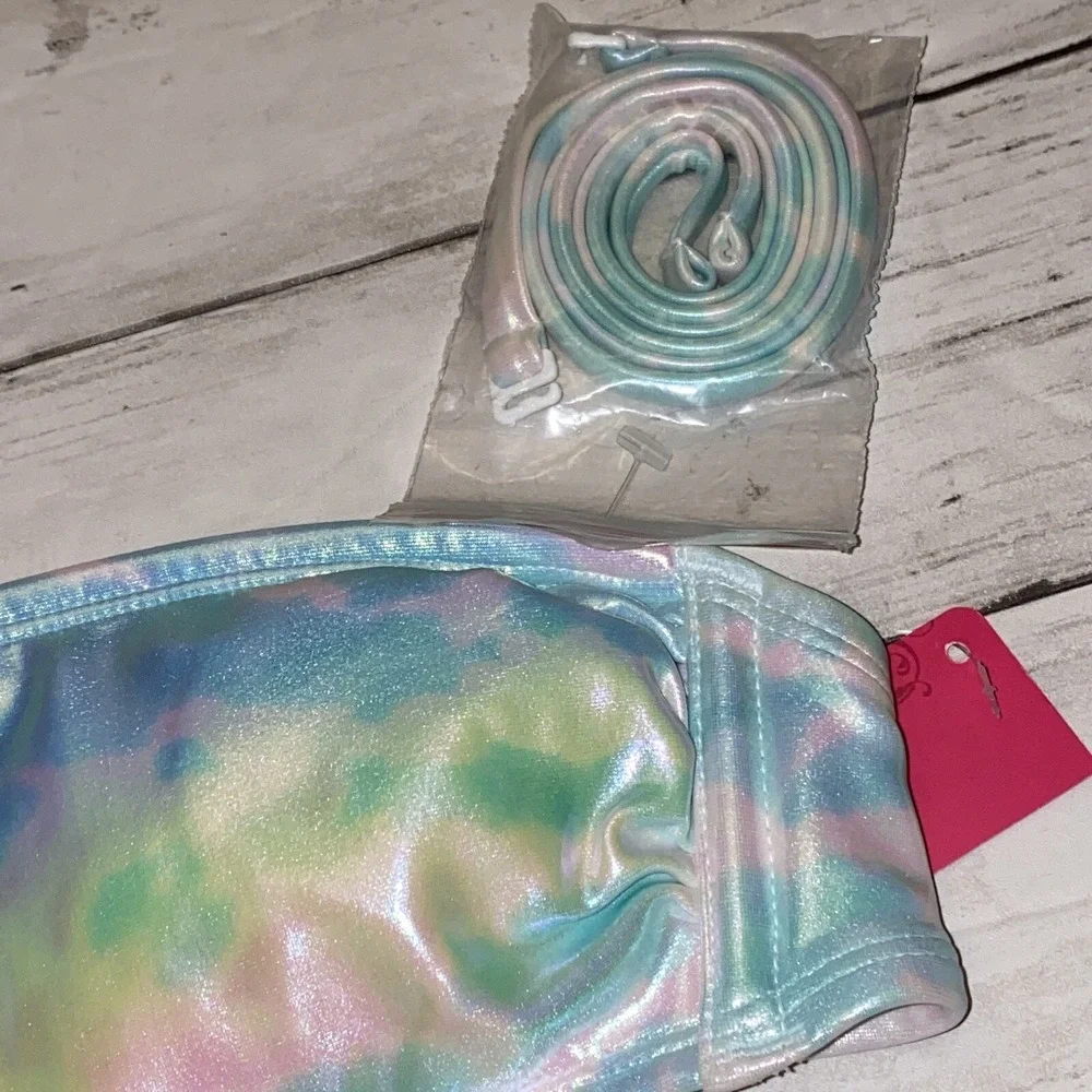 Xhilaration Bikini Top Womens XS Rainbow Pearl Tie Dye Swim Bandeau NEW Target